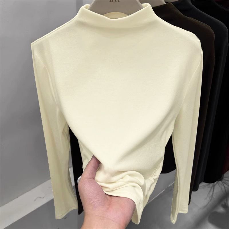 Maglia a collo alto a coste slim-fit – Strato base elasticizzato a maniche lunghe da donna | Versatile e valorizzante_voghion.com