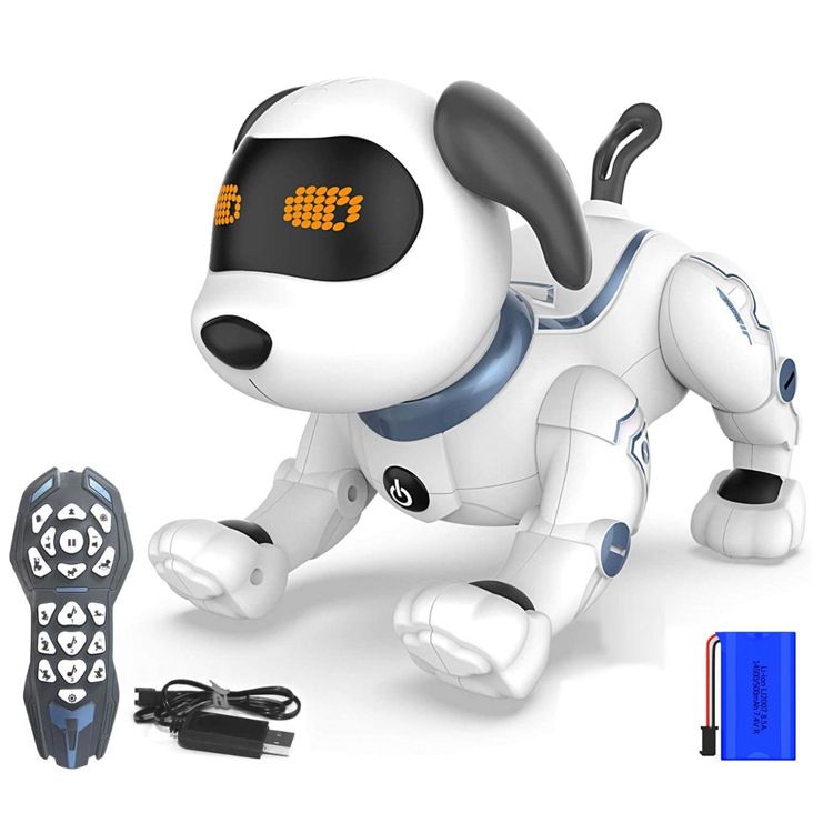 Cane robot elettrico per bambini, giocattolo educativo per bambini, programmabile con telecomando, cane acrobatico, cane bionico intelligente._voghion.com