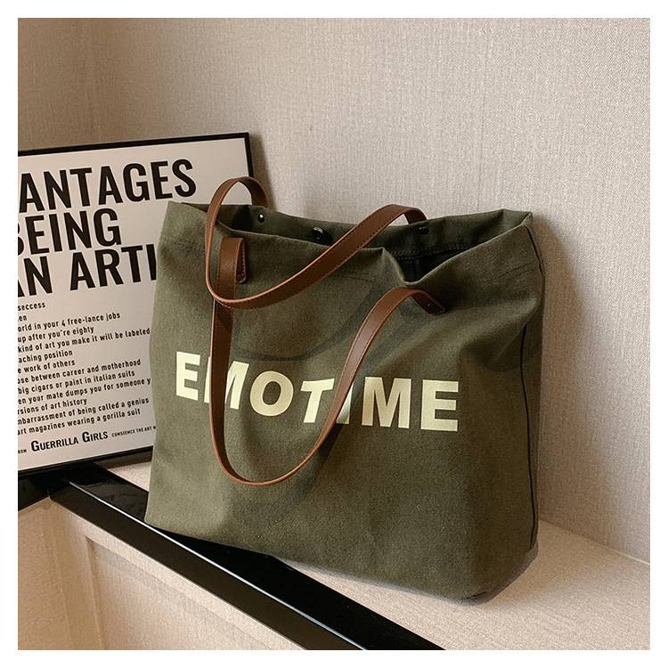 Casual canvas tas met grote capaciteit voor dames, nieuwe stijlvolle en veelzijdige handtas en schoudertas in Koreaanse stijl._voghion.com