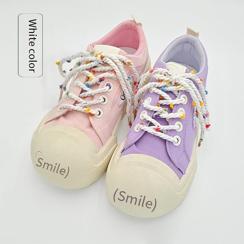 Lacci per scarpe carini, piatti, rotondi, spessi, in pizzo, colorati, adatti per scarpe da ginnastica casual, scarpe di tela, scarpe bianche, lacci per scarpe, un paio_voghion.com