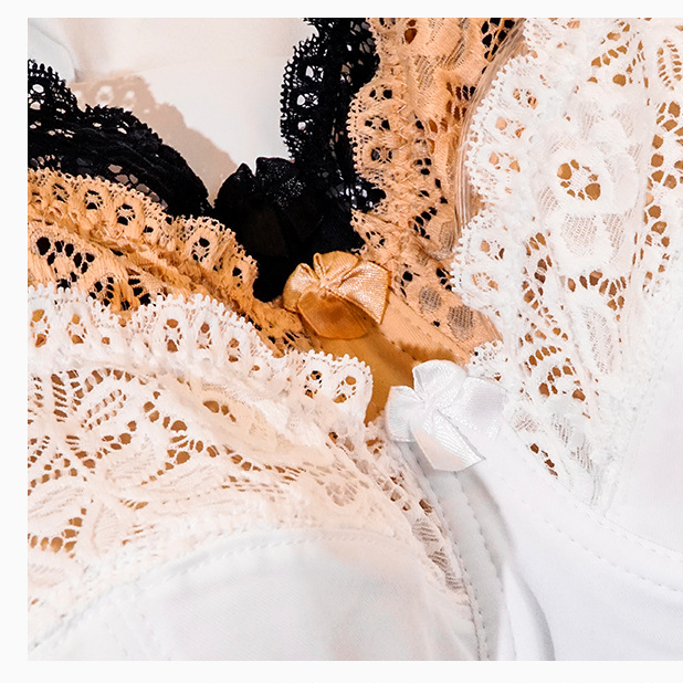 Women Plus Size Lingerie Breathable Thin Cotton Cup Lace Underwear Women's Adjustable Shape With Steel Ring_voghion.com