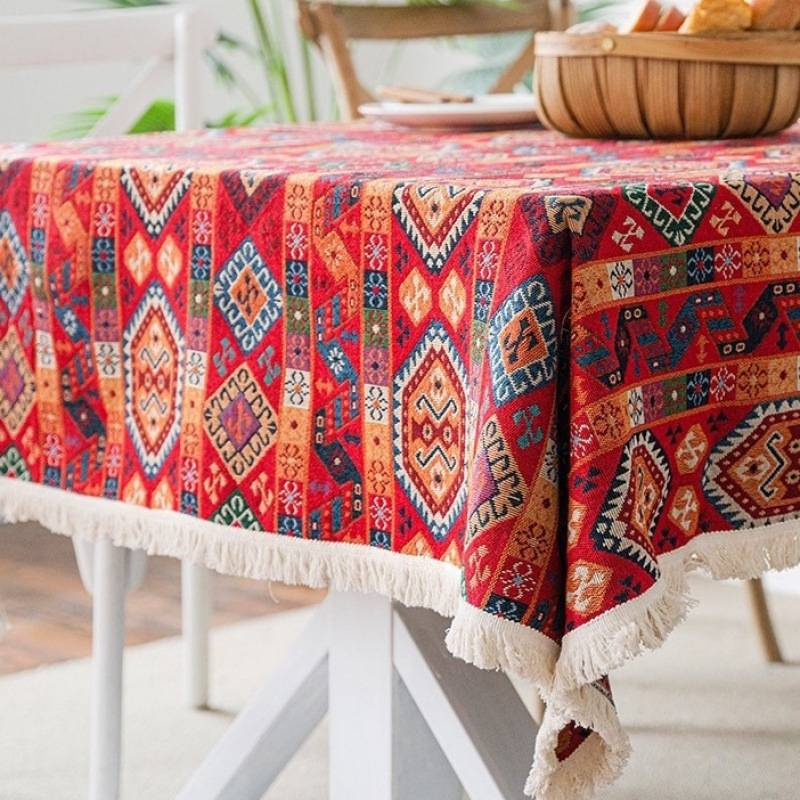 Moroccan Turkish Retro Ins Tablecloth Cotton And Linen Textured Tablecloth Fabric Long Tablecloth Bohemian Tablecloth Picnic Mat_voghion.com