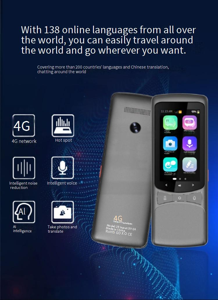 4G Smart Voice Translator Device – Offline Translation For Vietnamese, Arabic, Russian | Multi-Language Support | Portable & Touchscreen_voghion.com
