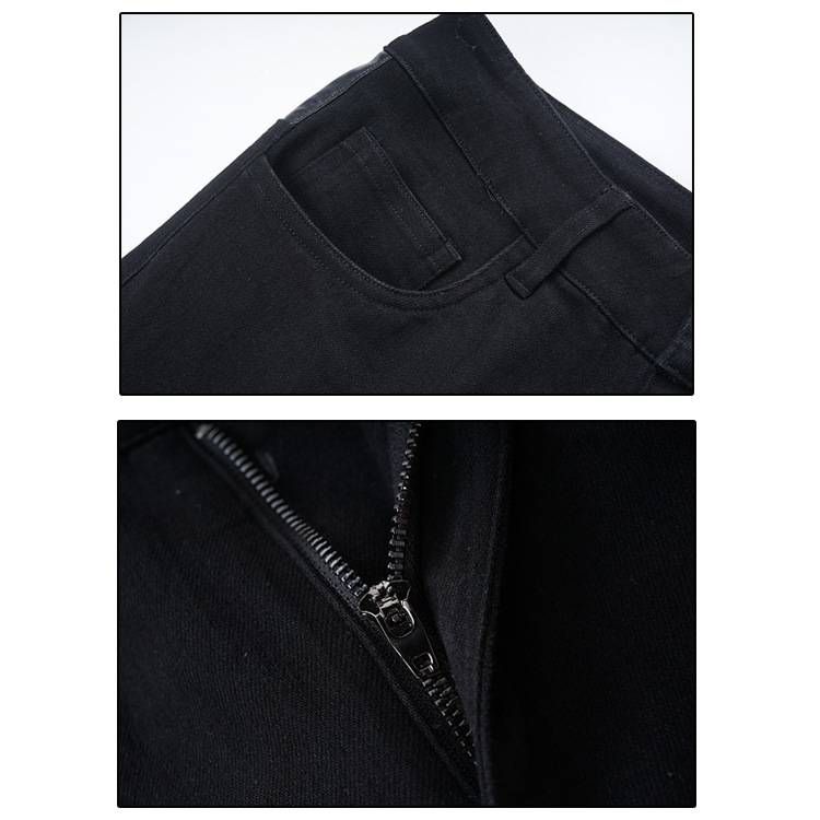 Pantaloni da motociclista unisex in pelle PU con protezione per le ginocchia - Stile denim elasticizzato slim fit per uomo e donna_voghion.com