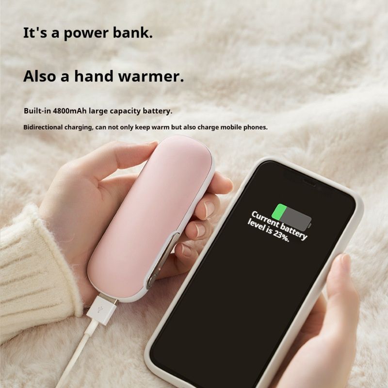 USB-Handwärmer und Powerbank (5000 mAh) – Tragbares Heizkissen mit 3 Temperaturen, FCC/CE/RoHS-zertifiziert, leicht (119 g) für Reisen und den täglichen Gebrauch_voghion.com