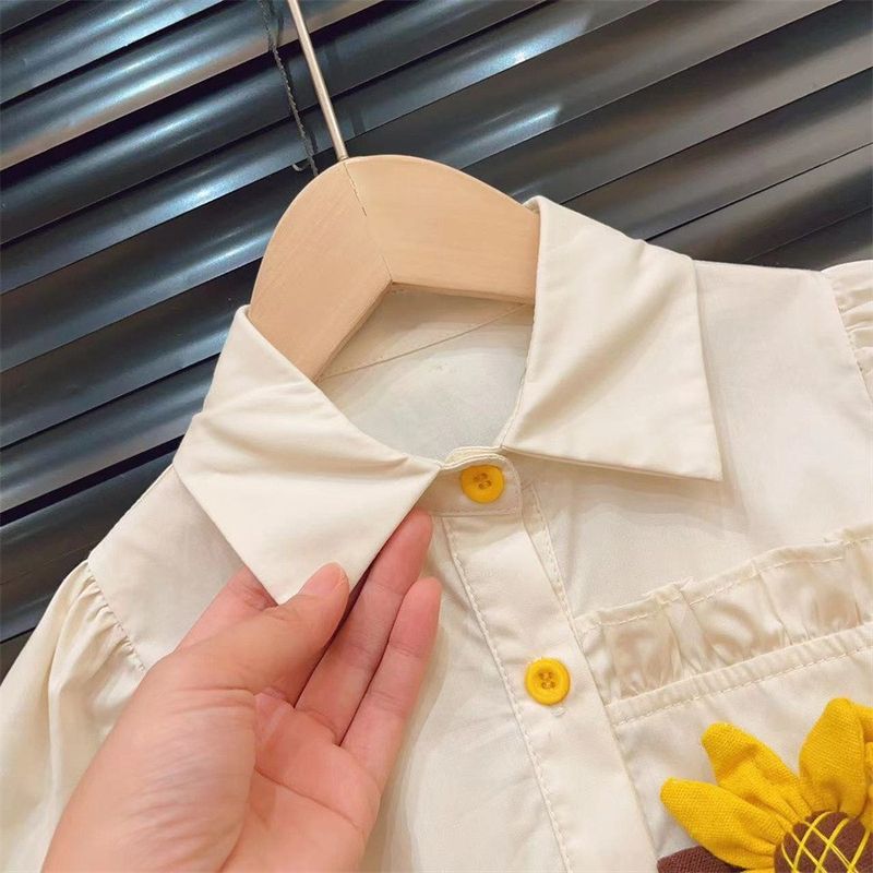 Abito da camicia a maniche lunghe girasole per ragazze Nuovo stile di abito Sen in stile straniero_voghion.com