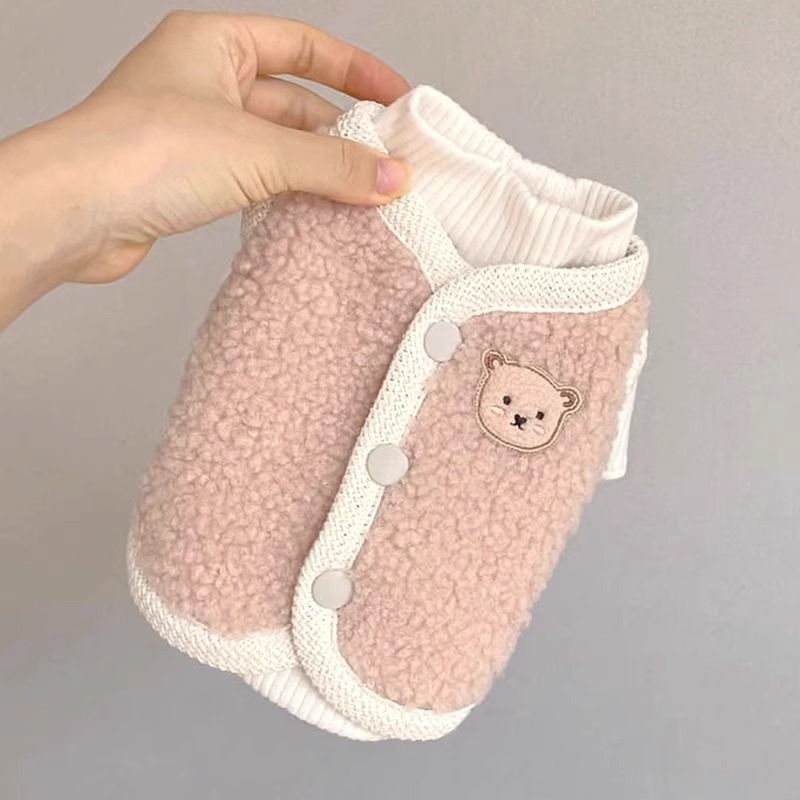 Japan Südkorea süße herbst winter teddybär tank top mit weste als basis, zwei-stück set von katze fleece jacke und haustier_voghion.com