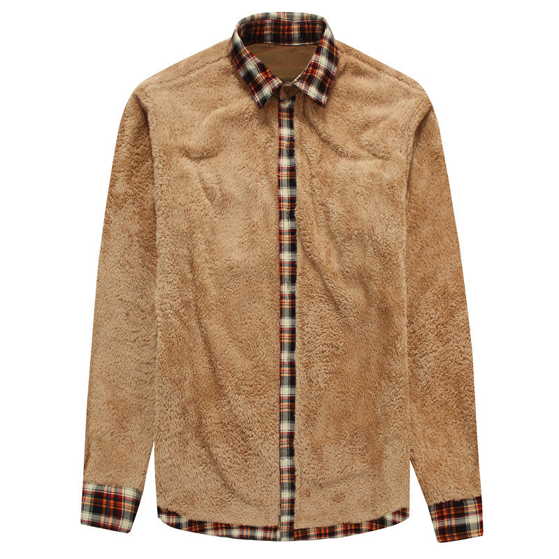 CT Winter Neue Herren Fleece-gefüttert Langarm Plaid Warm Business Casual Fashion Baumwolle Hemd Europäische Größe_voghion.com
