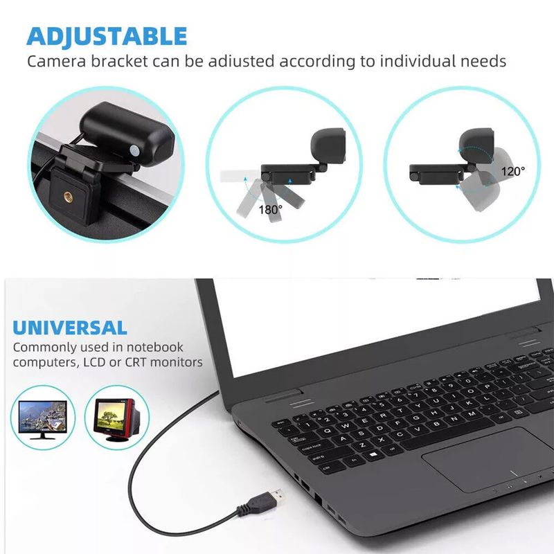 1080P HD Web Camera With Universal Clips Fits Laptops Desktops LCD Monitors Webcam Full HD Microphone_voghion.com