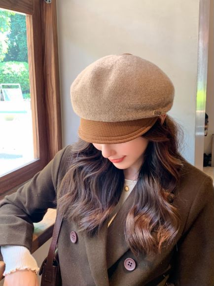 New Knitted Wool Hat Women, Autumn Winter Beret, Duckbill Cap, Thickened For Warmth, Ear Protection, Korean Style,_voghion.com