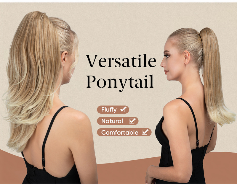 Synthetic hair long curly ponytail for women with large waves and a horsetail grip_voghion.com