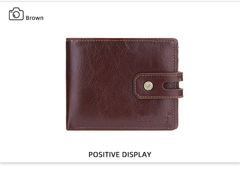 New Men's Short Wallet Baellerry Retro Multi-Card Buckle Wallet Simple Zipper Coin Purse_voghion.com
