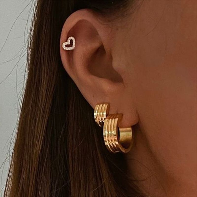 Orecchini da donna in acciaio al titanio, orecchini in oro K a coste larghe in acciaio inossidabile, orecchini alla moda con personalità_voghion.com