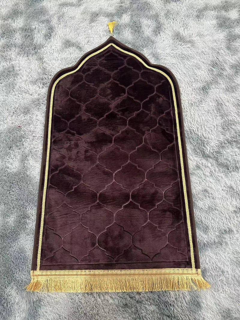 Cross-border Embossed Flannel Pilgrimage Blanket Solid Color Thickened Pilgrimage Mat with Tassel Prayer Mat_voghion.com