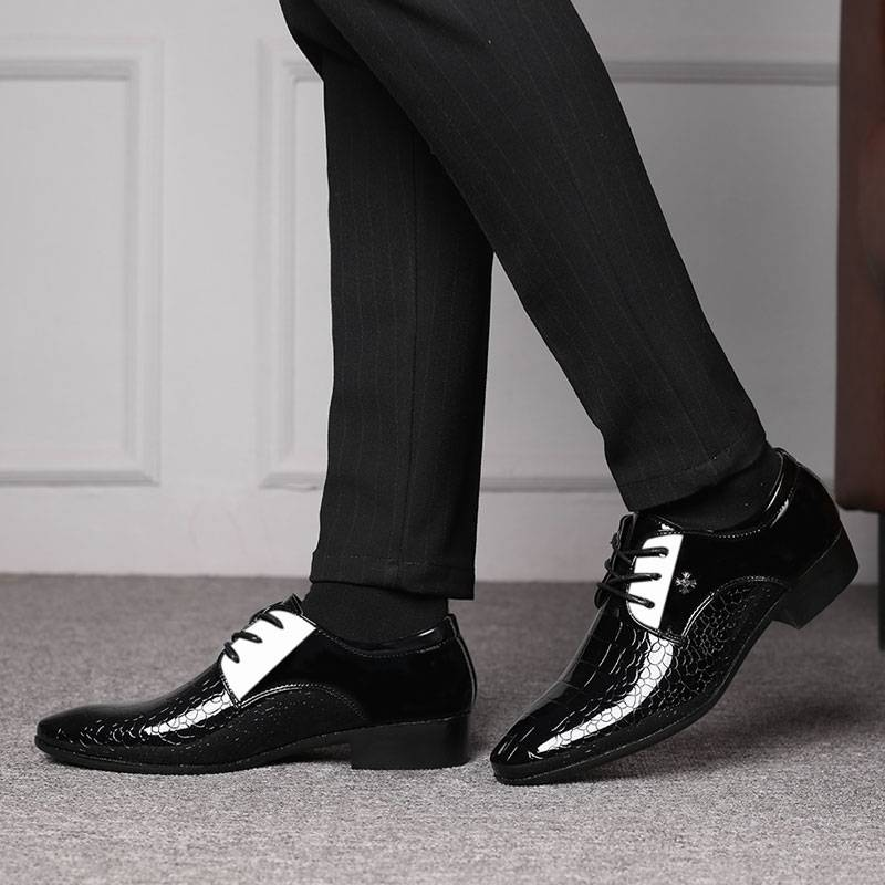 Sharp Pointed Leather Shoes, Popular Men's Shoes, Low Top Shoes, Glossy Surface_voghion.com