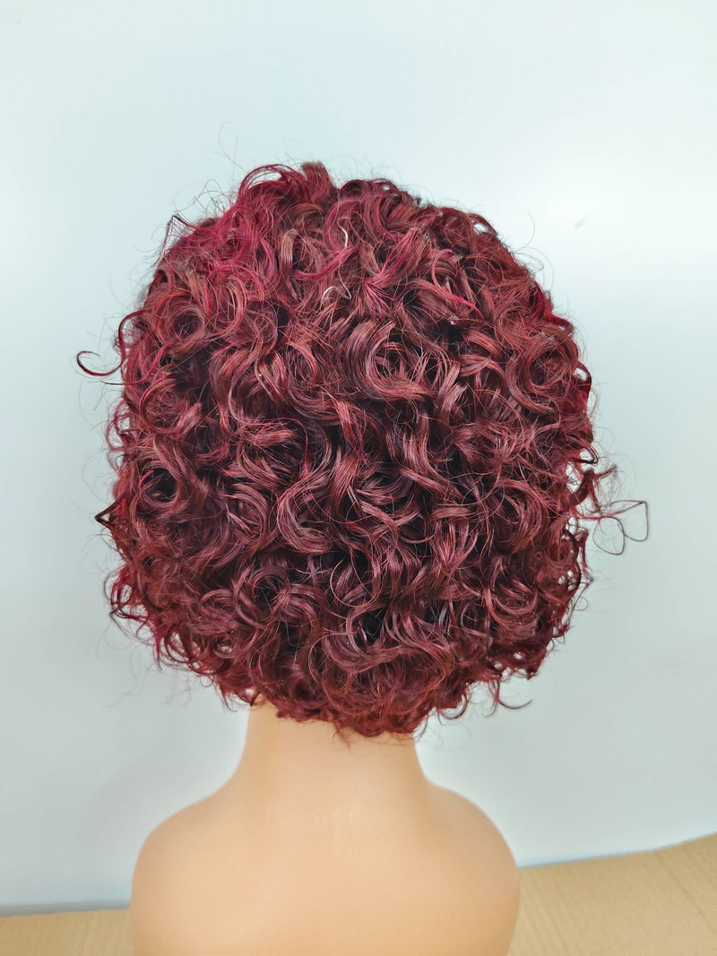 Barato Corto Rizado Bob Onda de agua 13x4 Peluca delantera de encaje Peluca de cabello 100% humano Suelta Onda profunda Frontal Bob Teje Pelucas sin pegamento para mujeres_voghion.com