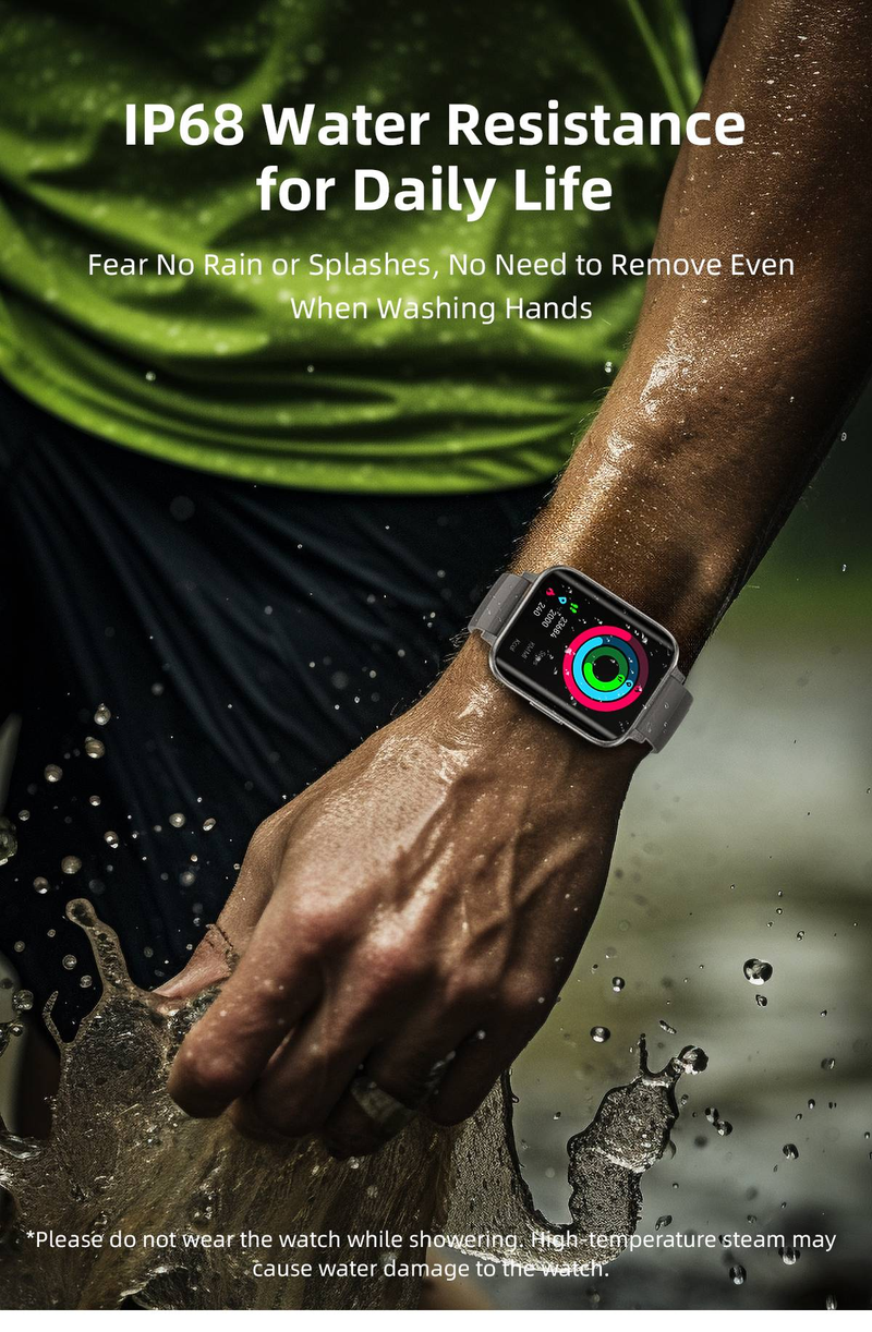 2.01-inch fitness tracking watch with sleep tracker, pedometer, compatible with Android and iOS smartwatches, men's and women's gifts_voghion.com