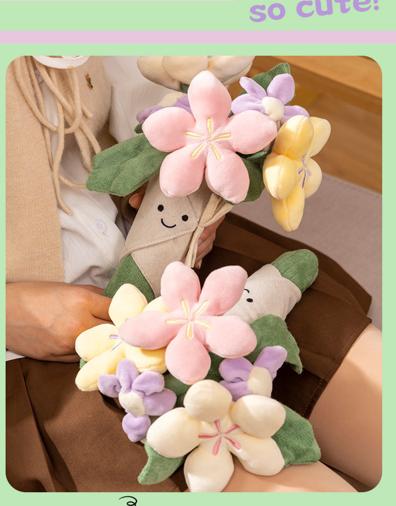 Gefüllte Plüschtiere Puppe hält Blumenpuppe Spaß Plüschtier süße Blumenstraußpuppe_voghion.com