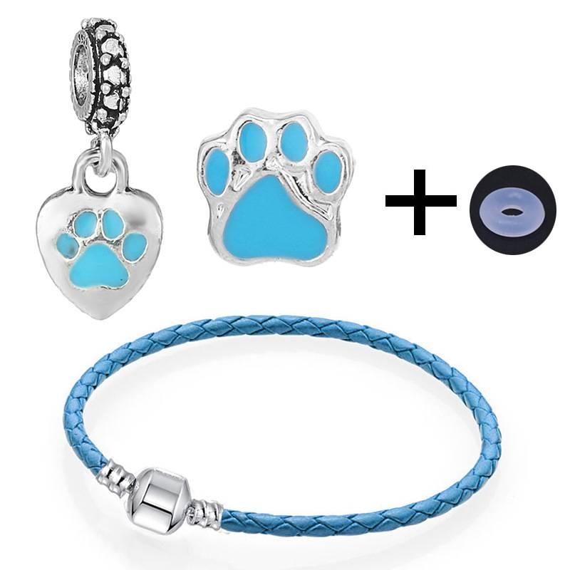 Charm Bracelets Panjia Simple Design Luxury Accessories Diy Blue Leather Bracelet Butterfly Foot Charms_voghion.com