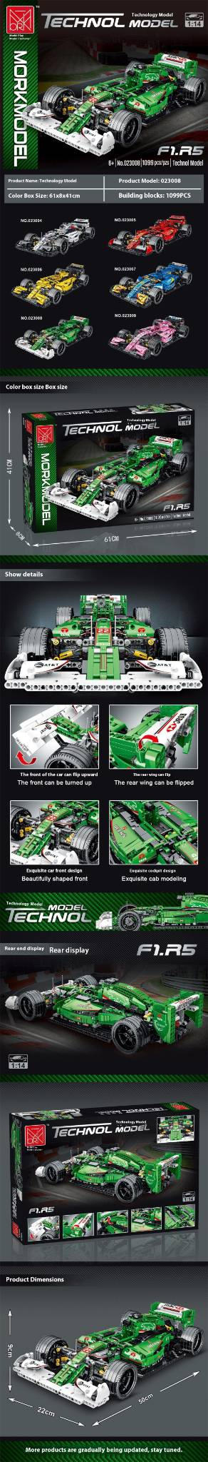Racing Car Building Blocks Set - 800+ ABS Plastic Bricks For Kids & Teens (Ages 7-14) - DIY F1 Model Kit For Creative Play_voghion.com