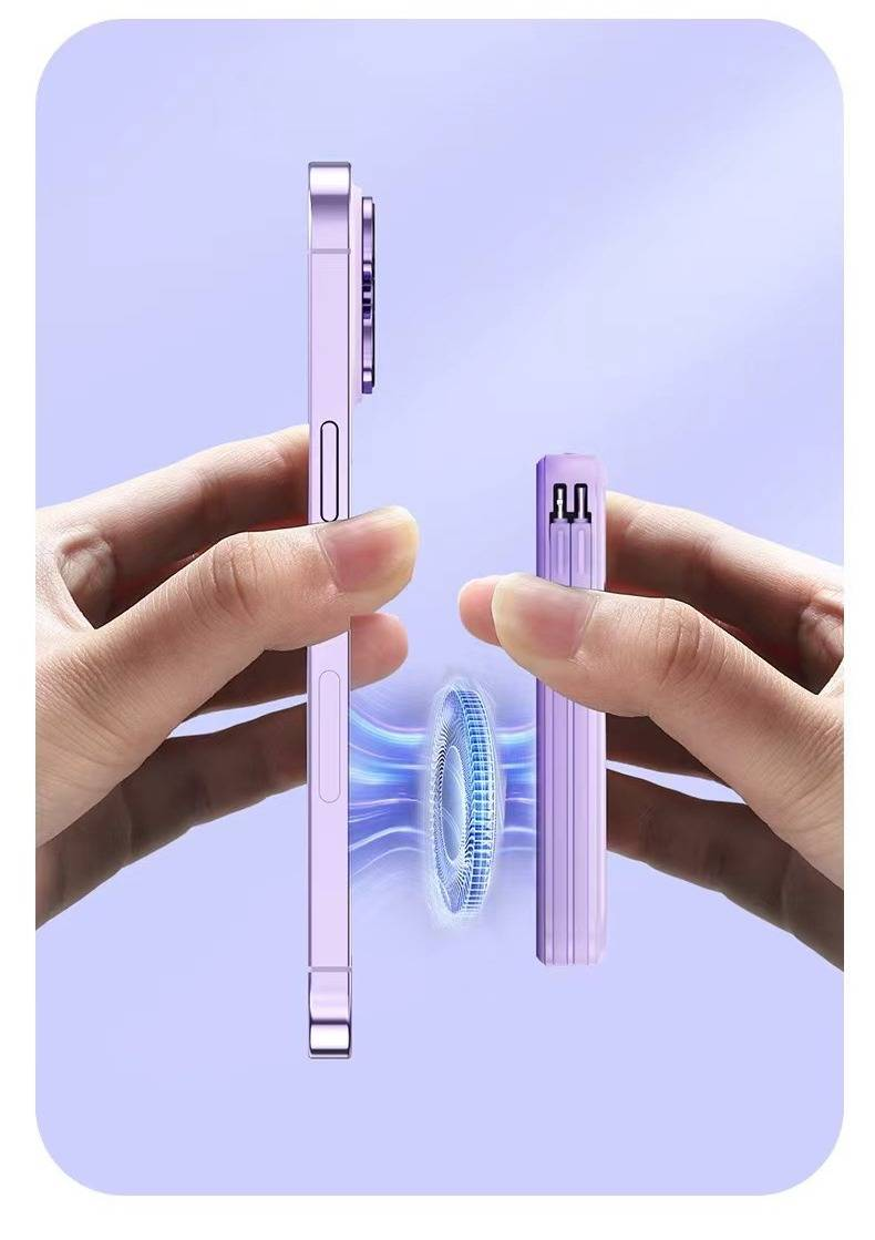 Ultra-Thin Magnetic Wireless Power Bank With Magsafe Fast Charging, Portable Stand & Built-in Cable For IPhone_voghion.com