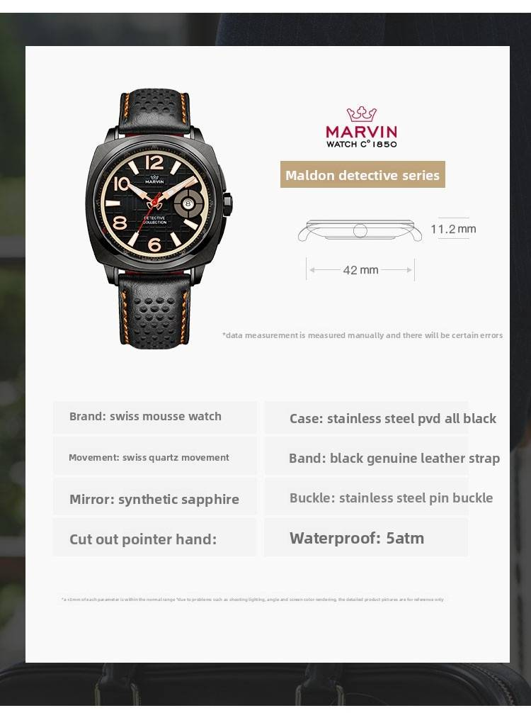 Montre de luxe Marvin pour homme, montre suisse en acier inoxydable avec affichage de la date en cristal de saphir, aiguilles et repères lumineux, mouvement à quartz, étanche jusqu'à_voghion.com