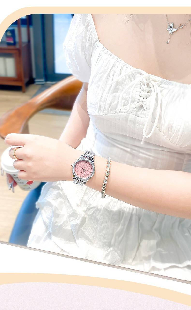 Light Luxury Elegant Women's Watch With Matte Finish, Luminous Hands, And Crystal Accents - Stylish Quartz Timepiece For Everyday Wear_voghion.com