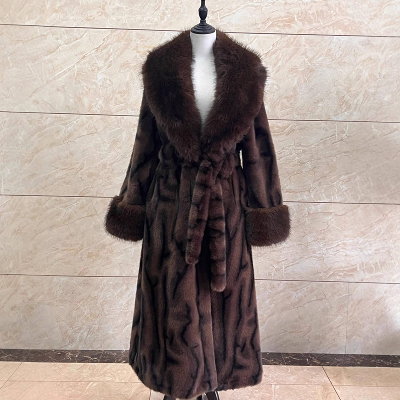 Luxury Faux Fur Coat Winter Fashion V-Neck Long Sleeve Elegant Women's Outerwear With Leopard Print_voghion.com