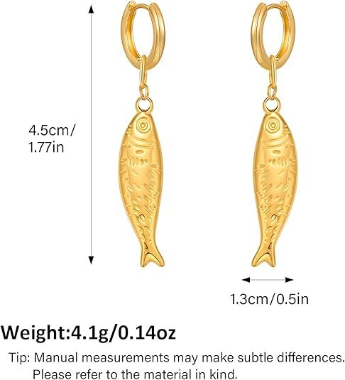 Orecchini ad anello in oro da donna, orecchini a forma di pesce rosso, gioielli alla moda per le donne_voghion.com