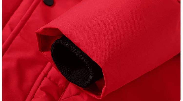 Herren Wintermantel Extralang – Knielang Dicke Baumwolle | Abnehmbare Kapuze | Rot/Schwarz | L-5XL | Unisex Paar Style_voghion.com