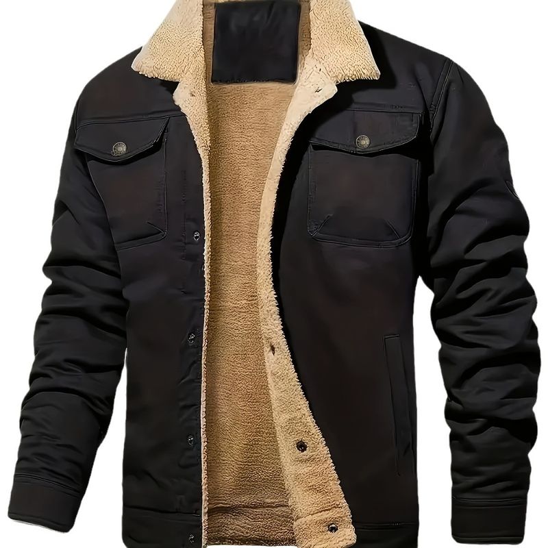 Giacca da lavoro oversize da uomo, foderata in pile di poliestere, a maniche corte, stile britannico giovanile, autunno inverno 2024_voghion.com