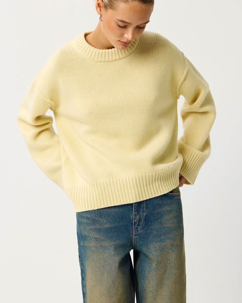 Damenbekleidung Oversize Strickpullover Winter Lässiger Rundhals Langarm Pullover Weich Bequem Lockere Passform Tunika Top_voghion.com