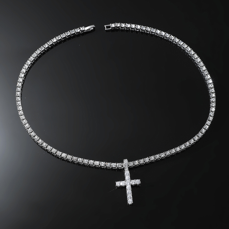 European And American Fashion New Product Pendant Necklace Niche Design High-end 4mm Single Row Tennis Chain_voghion.com