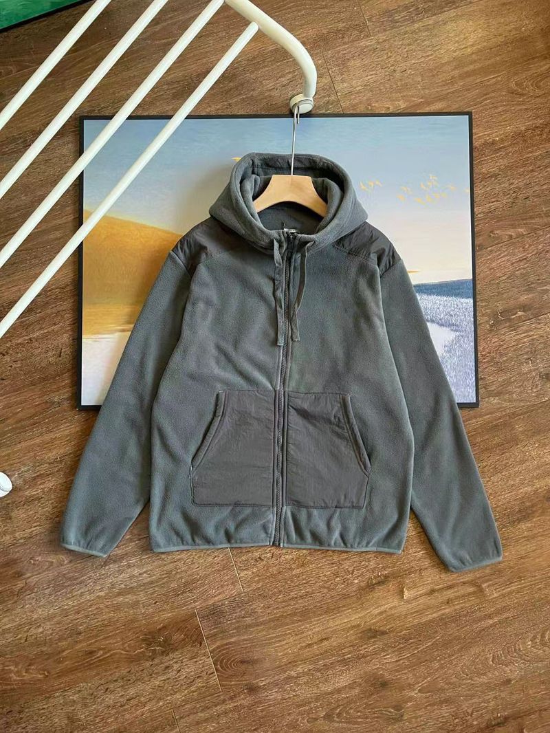 Giacca in pile con cerniera e cappuccio sportivo casual autunno 2024_voghion.com