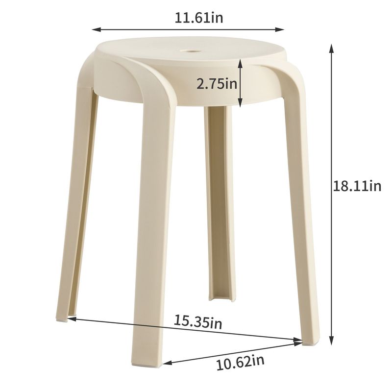 6 Pack Stackable Classroom Stools Plastic Stools Nesting Stools Colorful Round Stools Indoor Outdoor Flexible Seating Decorative Stools Chairs For Home Office School Classroom Beige_voghion.com