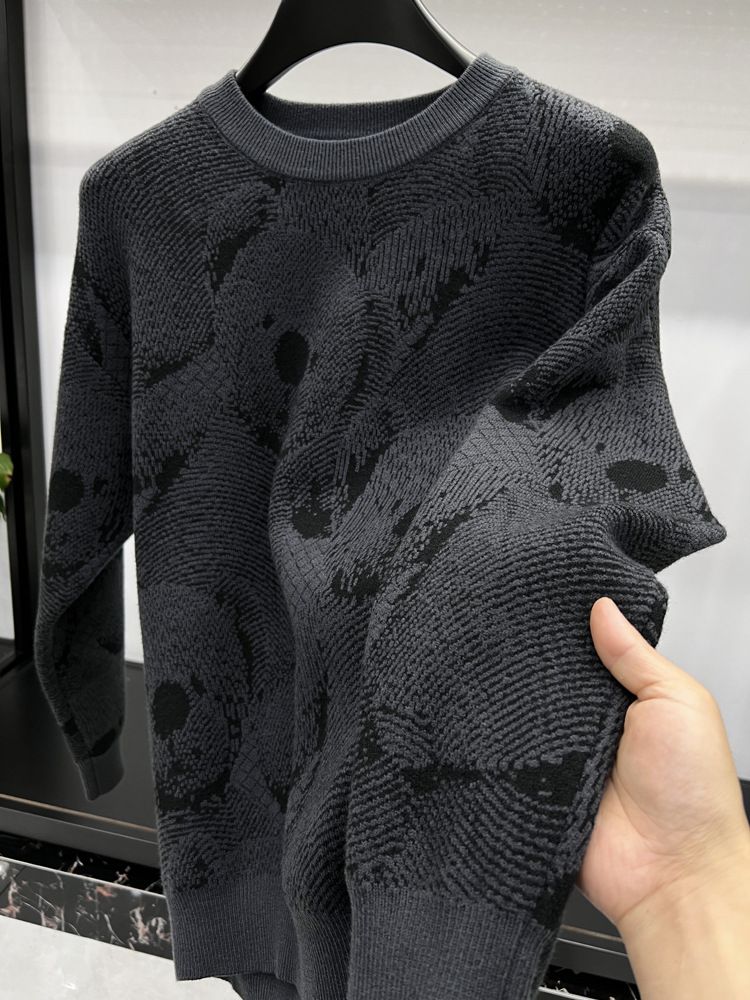 Herrenbekleidung Herbst- und Winterpullover Dicker Rundhals-Strickpullover Unterteil Oberbekleidung Teenager Lockeres trendiges warmes Oberteil_voghion.com
