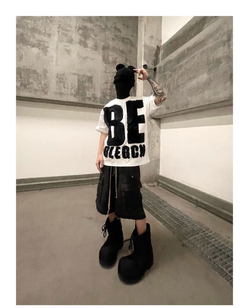 Men's Clothing High Street Washed Distressed Ash Multi Pocket Straight Shorts Drawstring Raw Edge Loose Denim Zipper Work Shorts_voghion.com