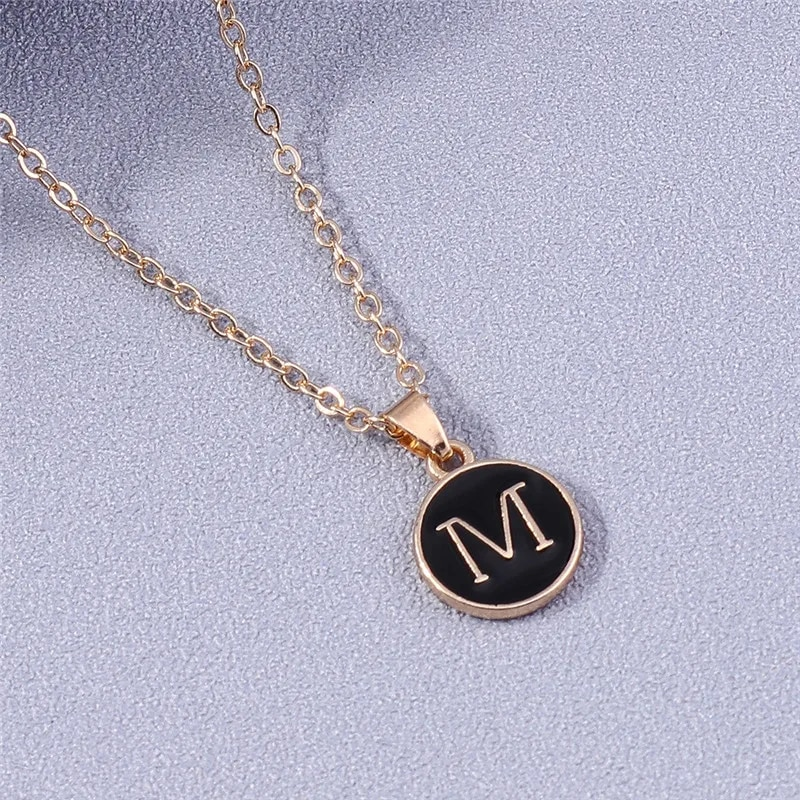 Collier avec pendentif en 26 lettres avec initiales de nom pour femme, collier en émail de l'alphabet A à Z, cadeaux d'anniversaire pour filles, accessoires de bijoux_voghion.com