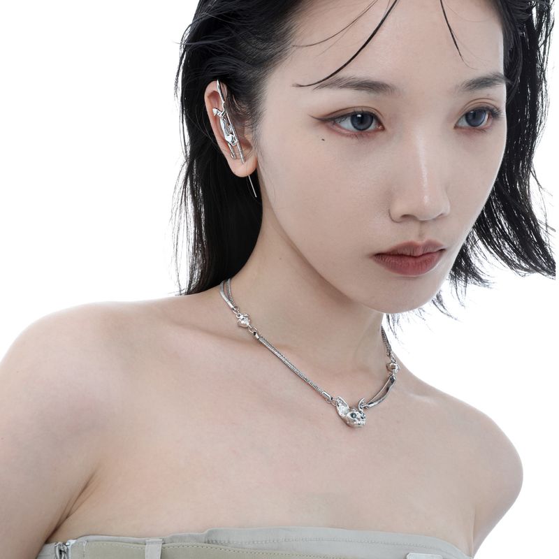 Hot salg Leter leker Choker Jenshin halskjede Genshin Impact fashion, søt kult, mørkt kattehode, dobbeltlags kjede, uvanlig_voghion.com