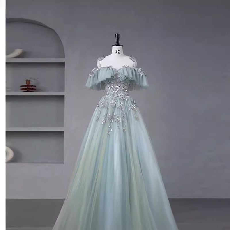 Elegant Off-Shoulder Ball Gown – A-Line Tulle Dress For Concerts, Recitals & Formal Events (XS-3XL)_voghion.com