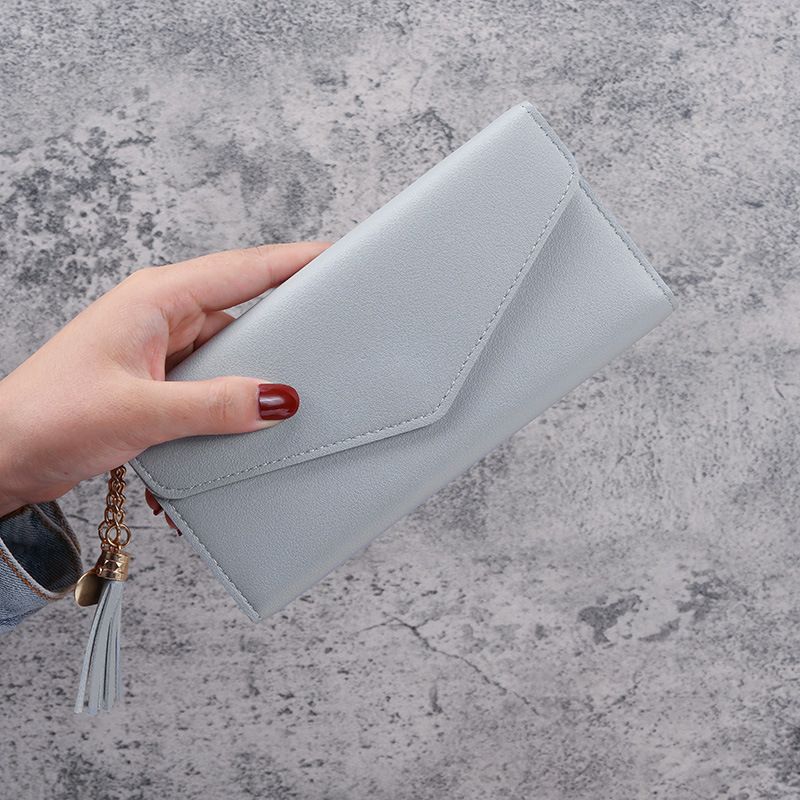 Spring and Summer New Long Heart-Shaped Pendant Simple Stylish and Versatile Lychee Pattern Women's Wallet_voghion.com