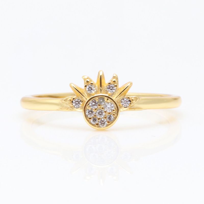Women's Jewelry Sunflower Ring In Gold Tone, Geometric U-Shaped Design For Valentine's Day Gift, Fashionable And Light Luxury_voghion.com