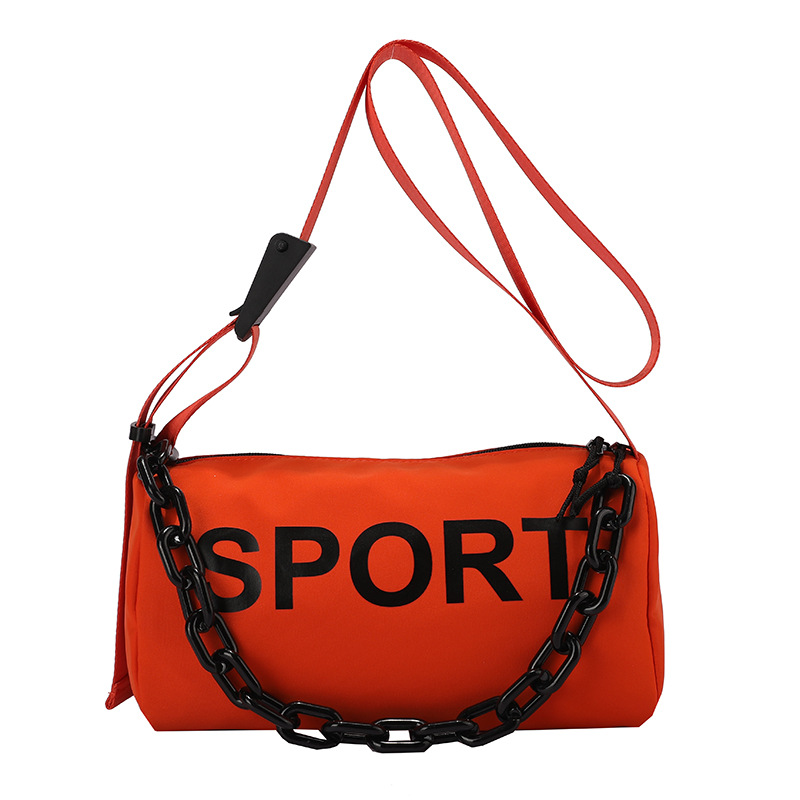 Borsa a tracolla morbida e alla moda per lo shopping da strada, in nylon, con tracolla a catena, da donna, modello Cool, 2025_voghion.com