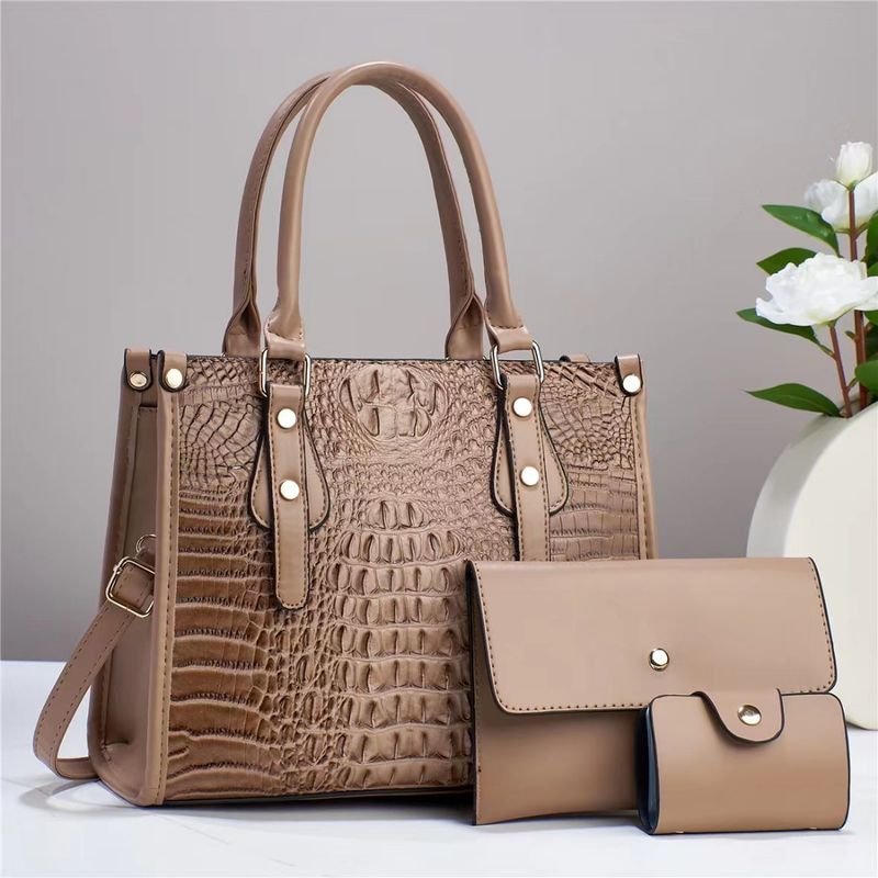 Women's Handbag Stylish Crocodile Handbag High-grade Sense Of One Shoulder Crossbody Bag Mother Bag Three Sets Of Texture_voghion.com