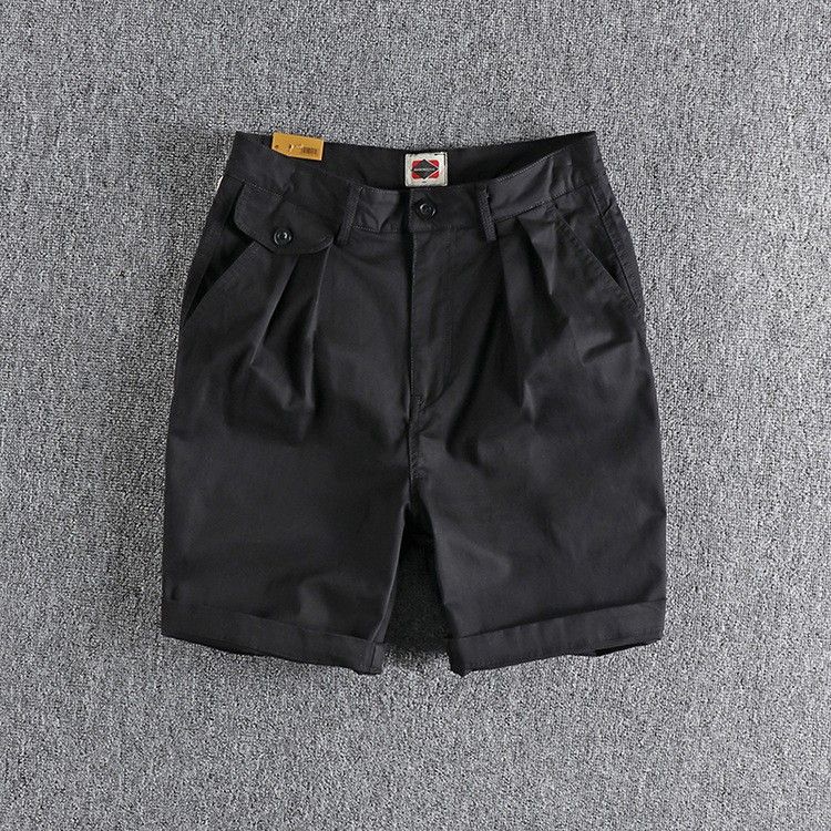 Premium producten Zomers designgevoel Micro-elastisch geweven casual shorts voor heren Effen kleur Modieus Veelzijdige jeugdwerkkleding 5/4 middel_voghion.com