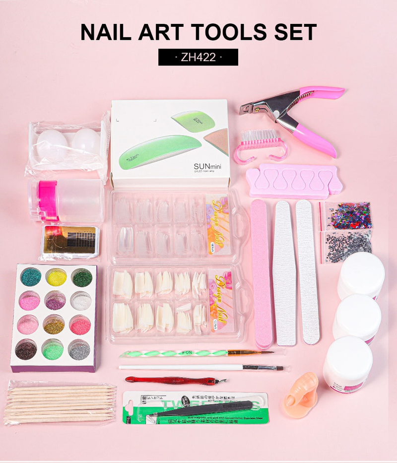 Vol met kunstkristalwit poeder, transparante set, 12 kleuren glitter, Franse nagel beginnersleerset_voghion.com