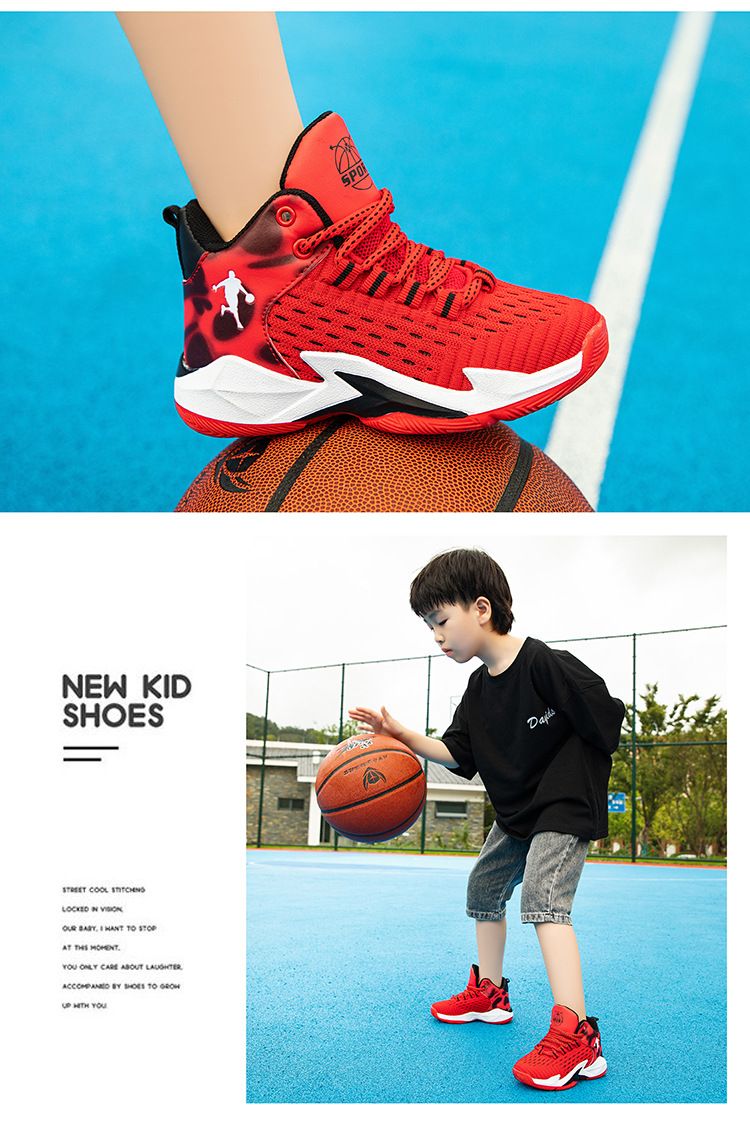Boys' Basketball 2025 Spring And Autumn New Mesh Breathable Lightweight Running Shoes_voghion.com