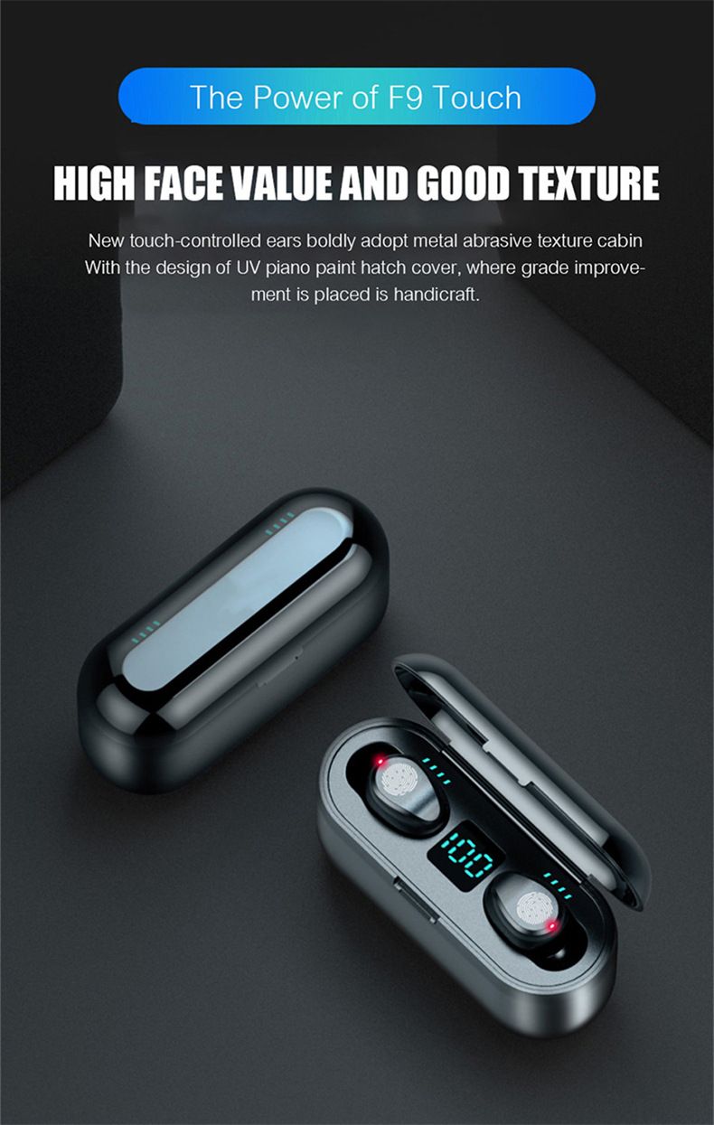Nuovo F9 Gaocang Wireless Bluetooth Display digitale In-ear Touch Operation Mini Dual Auricolari Cuffie portatili_voghion.com