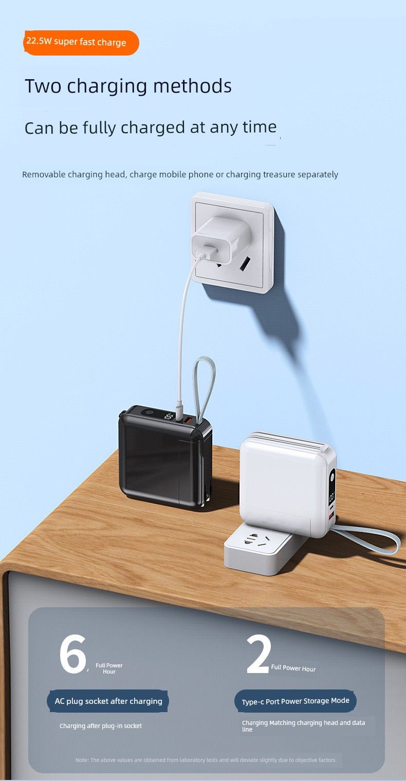 Auraro Power Bank kolm-ühes lipulaevpood koos kaabliga üliõhuke kompaktne kaasaskantav 2024 uus saabumine kiirlaadimine suur_voghion.com