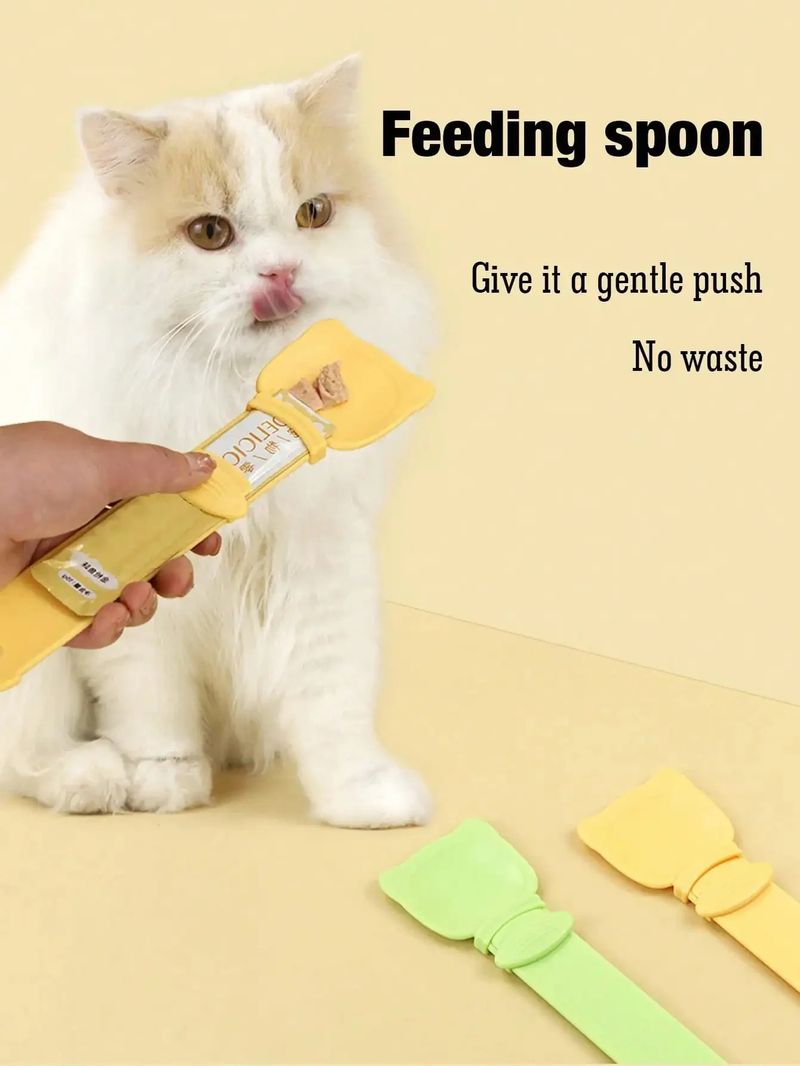 1/3PCS Cat Strip Feeder Spoon Long Handle Lickable Wet Food Feeder For Cats Pet Meat Mud Food Squeeze Dispense Spoon Pet Supplie_voghion.com